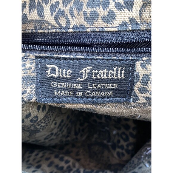 Due Fratelli 2 Strap Brown Leather Tote Shoulder Bag Crocodile Embossed mob wife - Picture 13 of 16